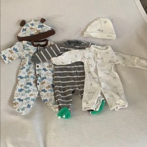 Set of 3 preemie pajamas